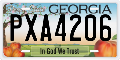 GA license plate PXA4206