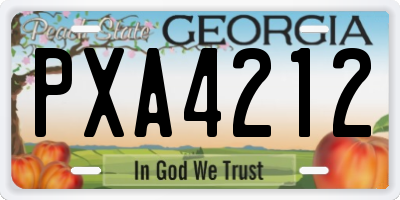 GA license plate PXA4212