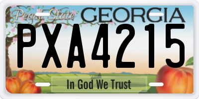 GA license plate PXA4215