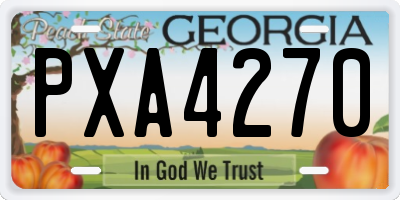 GA license plate PXA4270