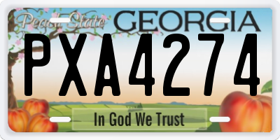 GA license plate PXA4274