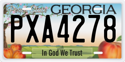 GA license plate PXA4278
