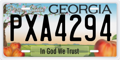 GA license plate PXA4294