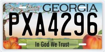 GA license plate PXA4296