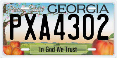GA license plate PXA4302