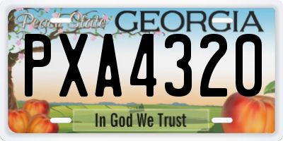 GA license plate PXA4320