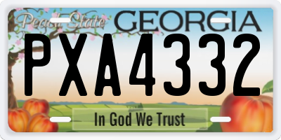 GA license plate PXA4332