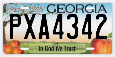 GA license plate PXA4342