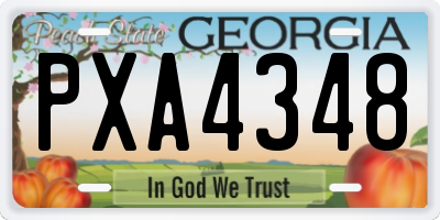 GA license plate PXA4348