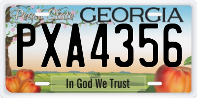 GA license plate PXA4356