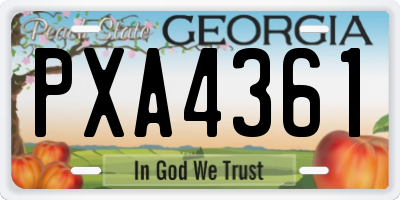 GA license plate PXA4361