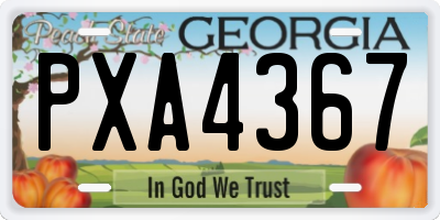 GA license plate PXA4367