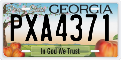 GA license plate PXA4371