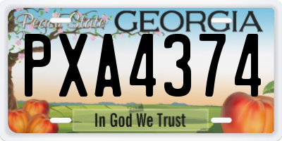 GA license plate PXA4374