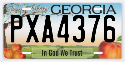 GA license plate PXA4376
