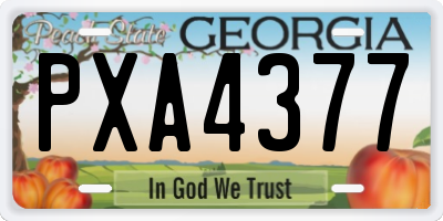 GA license plate PXA4377