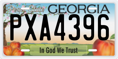GA license plate PXA4396