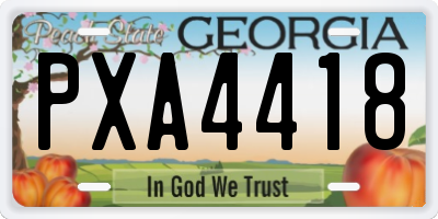 GA license plate PXA4418