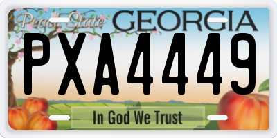 GA license plate PXA4449