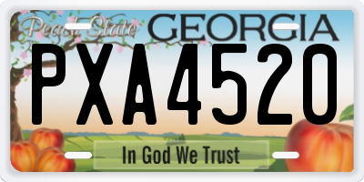 GA license plate PXA4520