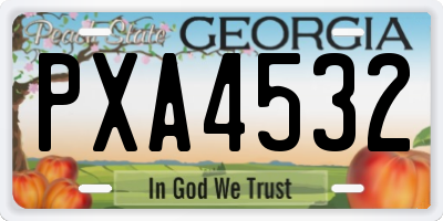 GA license plate PXA4532