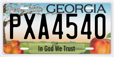 GA license plate PXA4540