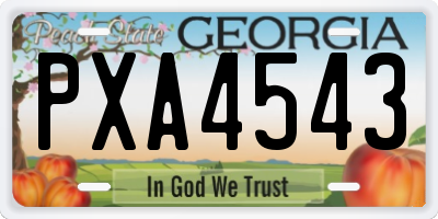 GA license plate PXA4543