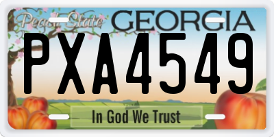 GA license plate PXA4549
