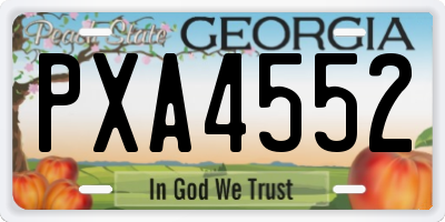 GA license plate PXA4552