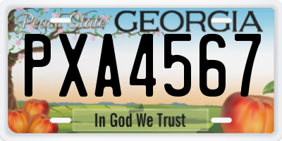 GA license plate PXA4567