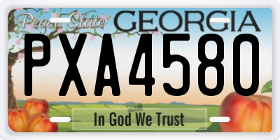 GA license plate PXA4580