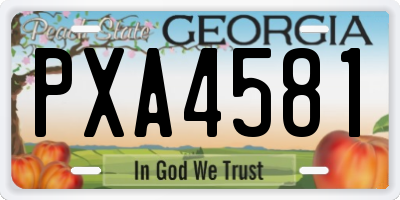 GA license plate PXA4581