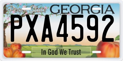 GA license plate PXA4592