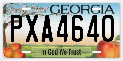 GA license plate PXA4640