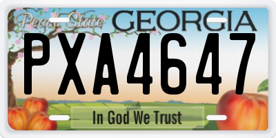 GA license plate PXA4647