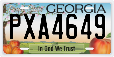 GA license plate PXA4649