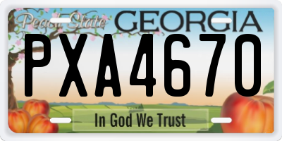 GA license plate PXA4670