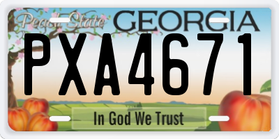 GA license plate PXA4671