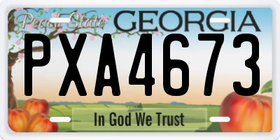 GA license plate PXA4673