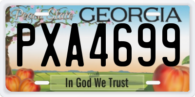 GA license plate PXA4699