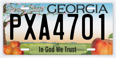 GA license plate PXA4701