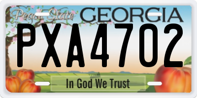 GA license plate PXA4702