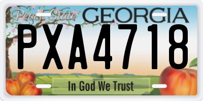 GA license plate PXA4718