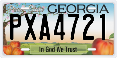GA license plate PXA4721