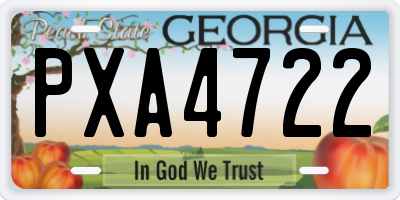 GA license plate PXA4722