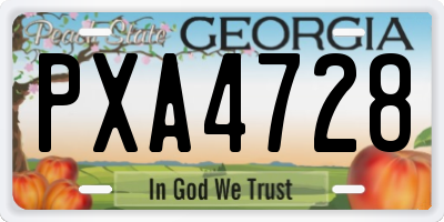 GA license plate PXA4728