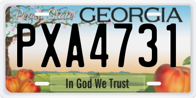 GA license plate PXA4731