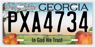 GA license plate PXA4734