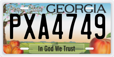 GA license plate PXA4749