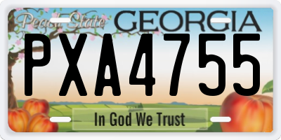 GA license plate PXA4755